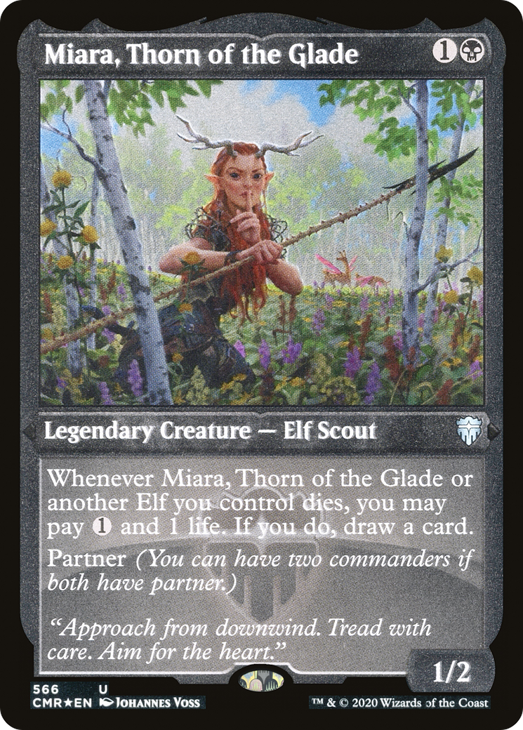 Miara, Thorn of the Glade (Foil Etched) (CMR-566) [Commander Legends] Etched Foil