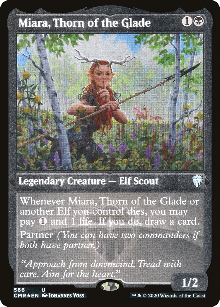 Miara, Thorn of the Glade (CMR-566) [Commander Legends] Etched Foil