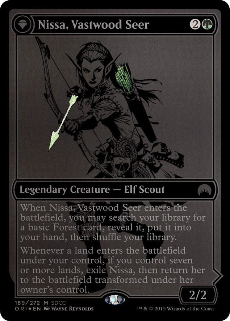 Nissa, Vastwood Seer // Nissa, Sage Animist (MEDIA-189) [San Diego Comic-Con 2015]: (originpwdfc) Foil