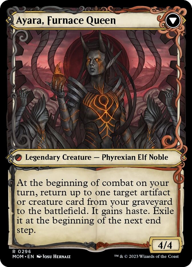 Ayara, Widow of the Realm // Ayara, Furnace Queen (MOM-296) [March of the Machine]: (Showcase)