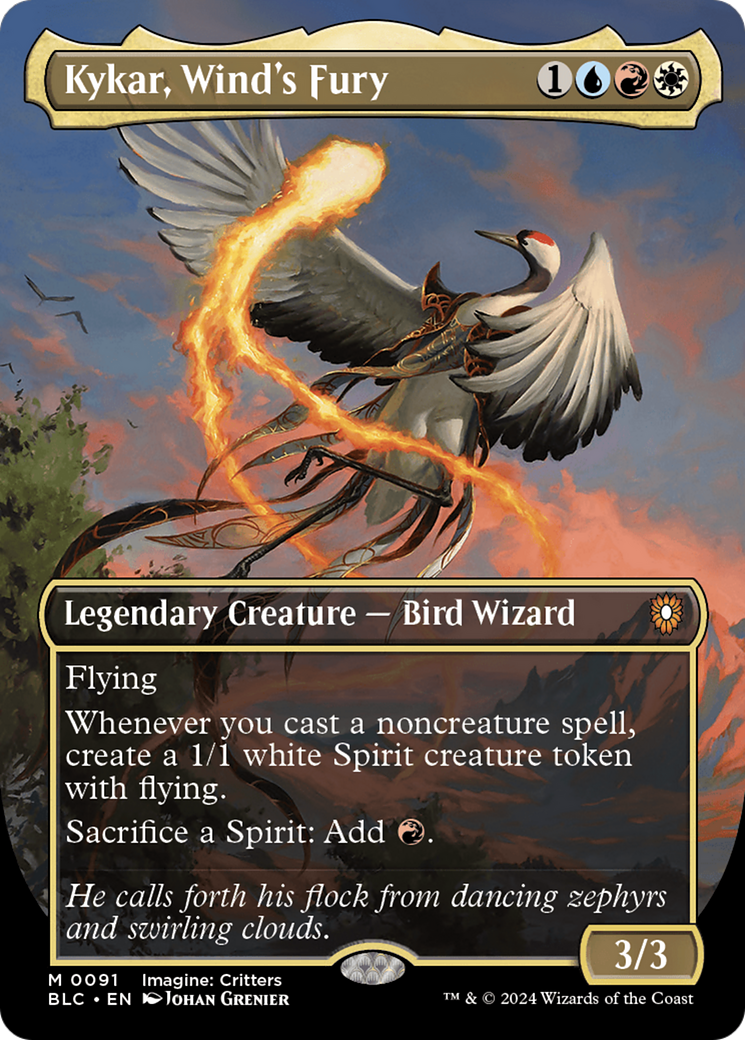 Kykar, Wind's Fury (BLC-091) [Bloomburrow Commander] (Borderless) Foil