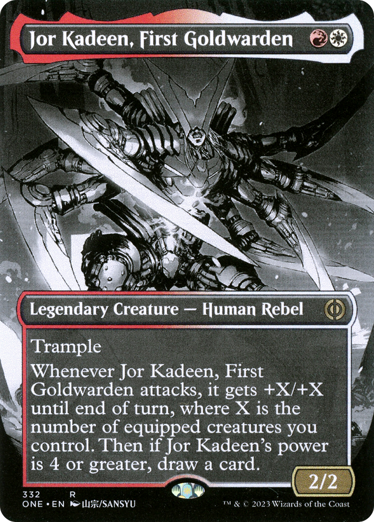 Jor Kadeen, First Goldwarden (ONE-332) [Phyrexia: All Will Be One]: (Showcase) (Borderless) Foil