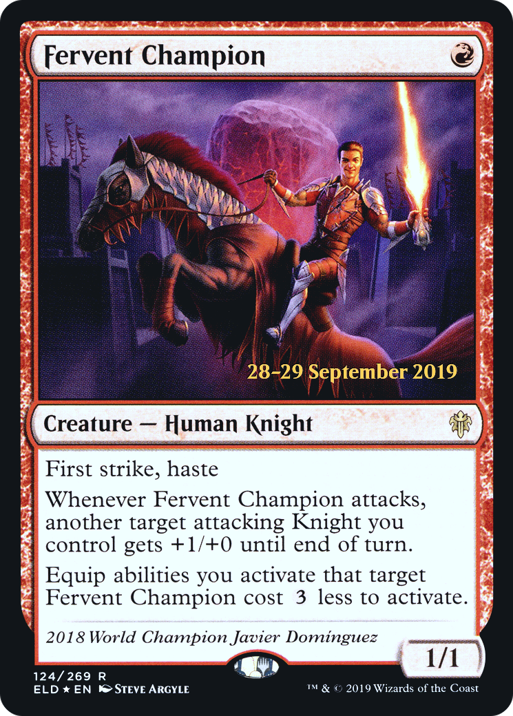 Fervent Champion (PRE-124S) [Throne of Eldraine Promos] Foil