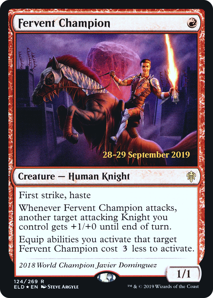 Fervent Champion (PRE-124S) [Throne of Eldraine Promos] Foil