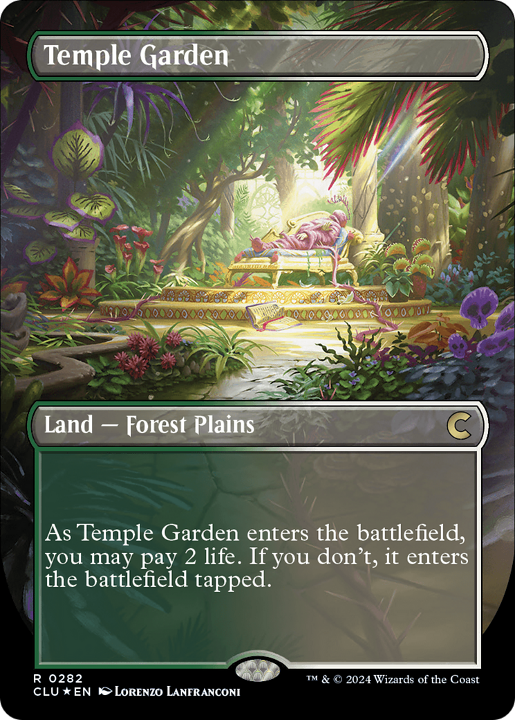 Temple Garden (CLU-282) [Ravnica: Clue Edition] (Borderless) Foil