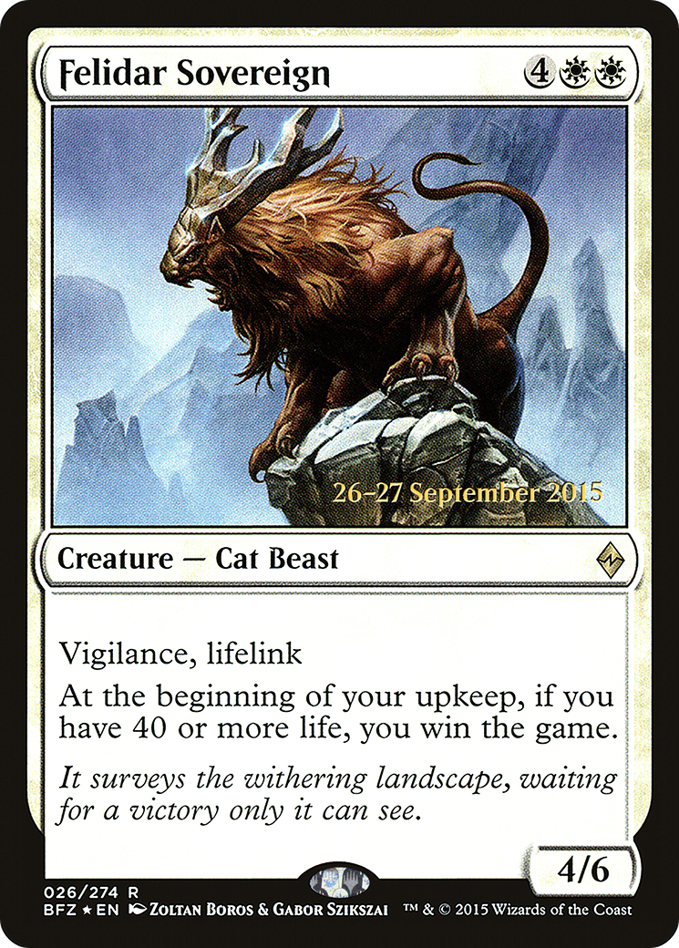 Felidar Sovereign (PRE-26S) [Battle for Zendikar Promos] Foil
