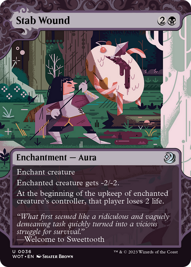 Stab Wound (WOT-036) [Wilds of Eldraine: Enchanting Tales]: (Showcase) (Borderless) Foil