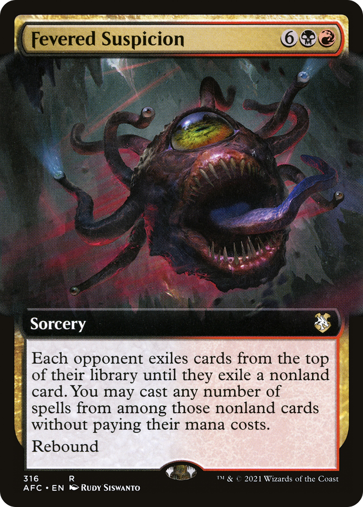 Fevered Suspicion (Extended Art) (AFC-316) [Forgotten Realms Commander]