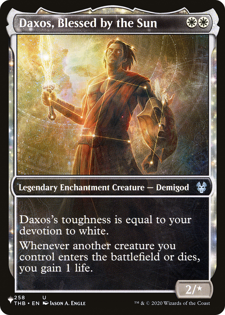 Daxos, Blessed by the Sun (LIST-THB-258) [The List]: (enchantment, Showcase)