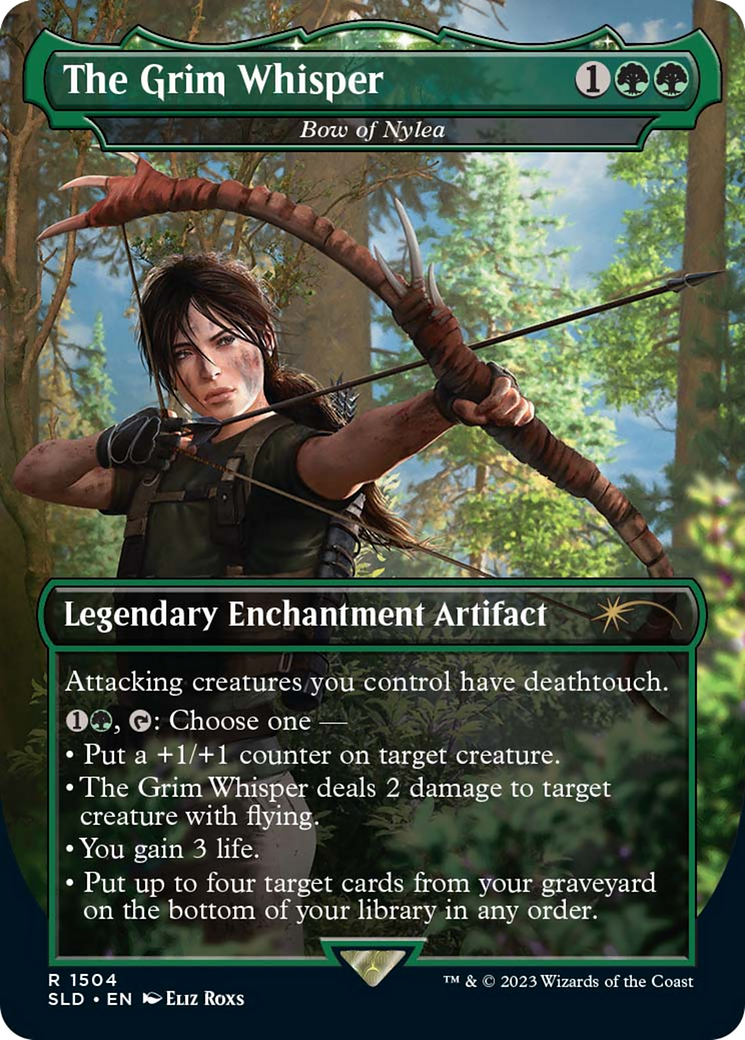 Bow of Nylea (SLD-1504) [Secret Lair Drop] / The Grim Whisper: (enchantment) (Borderless)