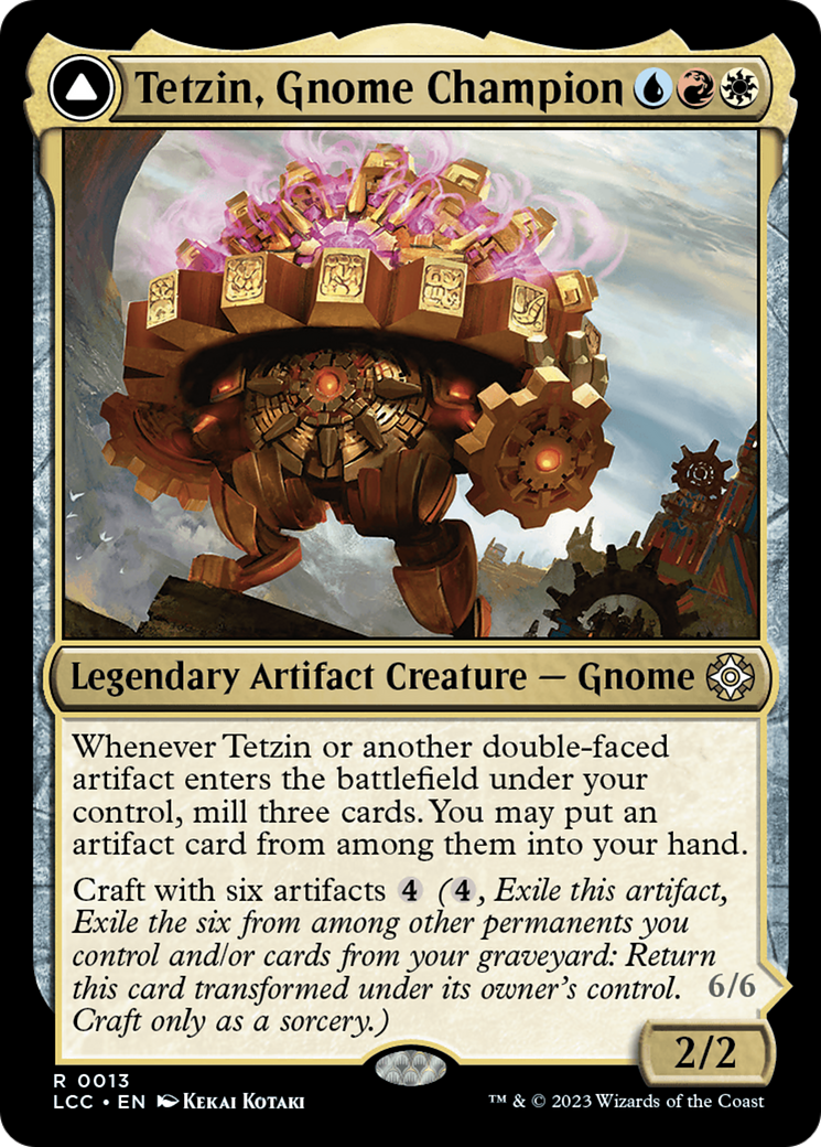 Tetzin, Gnome Champion // The Golden-Gear Colossus (LCC-013) [The Lost Caverns of Ixalan Commander] Foil