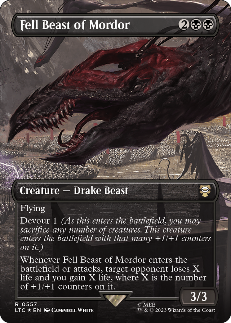 Fell Beast of Mordor (Borderless) (Surge Foil) (LTC-557) [Tales of Middle-earth Commander] (Borderless) Foil