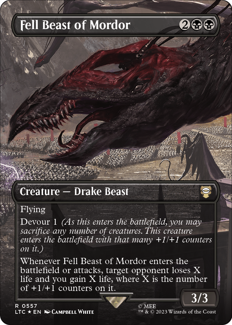Fell Beast of Mordor (Borderless) (Surge Foil) (LTC-557) [Tales of Middle-earth Commander] Foil