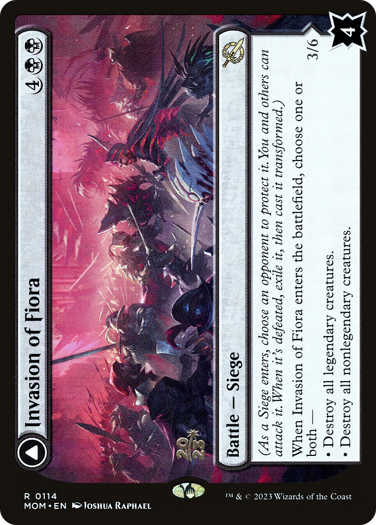 Invasion of Fiora // Marchesa, Resolute Monarch (PRE-114S) [March of the Machine Promos] Foil