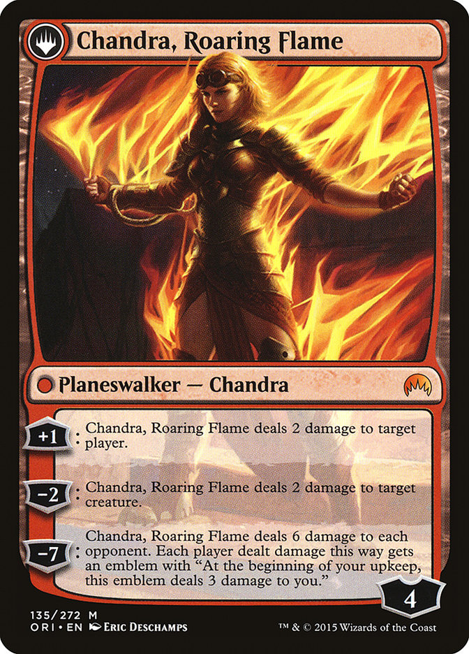 Chandra, Fire of Kaladesh // Chandra, Roaring Flame (ORI-135) [Magic Origins]: (originpwdfc) Foil