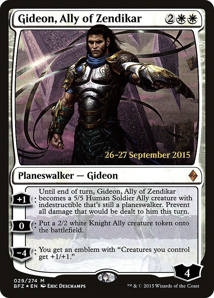 Gideon, Ally of Zendikar (PRE-29S) [Battle for Zendikar Promos] Foil
