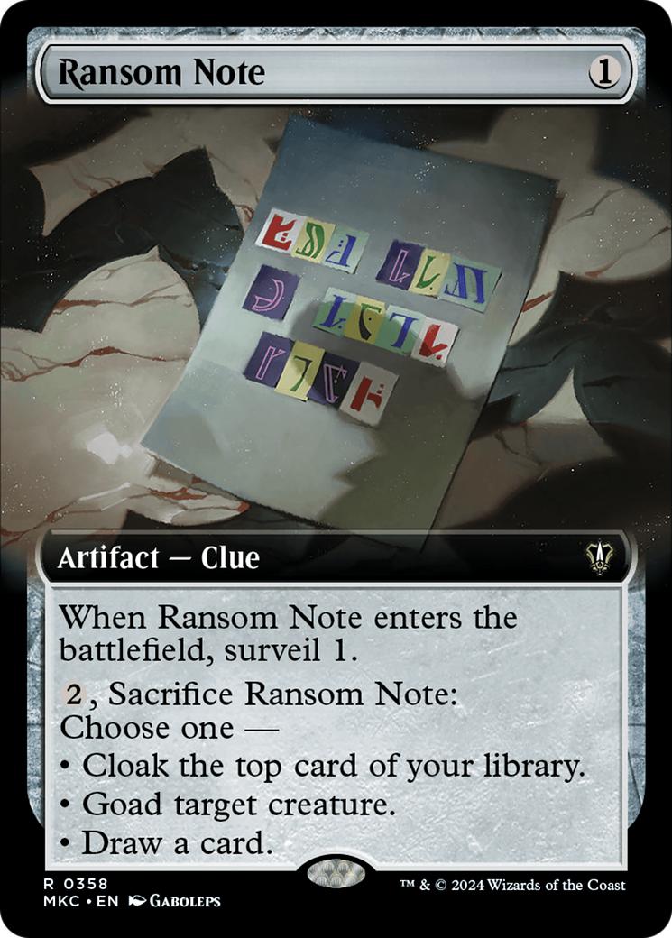 Ransom Note (MKC-358) [Murders at Karlov Manor Commander]: (Extended Art)