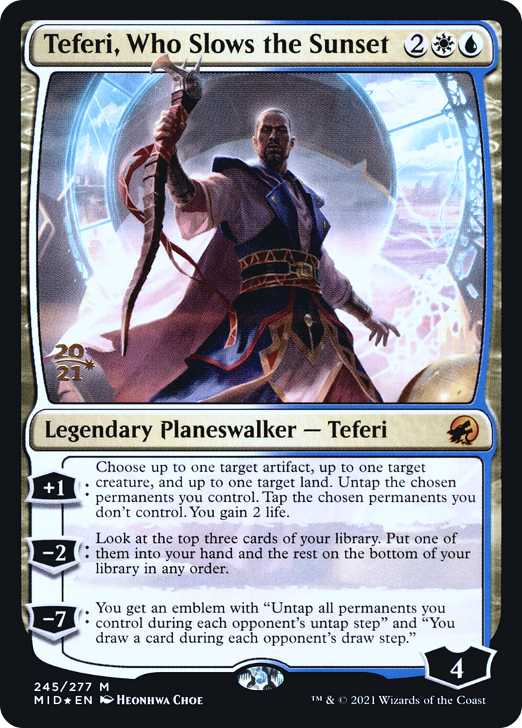 Teferi, Who Slows the Sunset (PRE-245S) [Innistrad: Midnight Hunt Promos] Foil