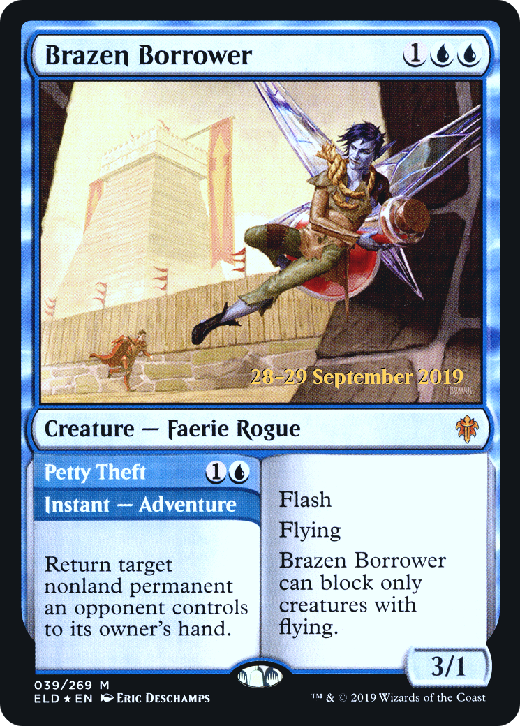 Brazen Borrower // Petty Theft (PRE-39S) [Throne of Eldraine Promos] Foil