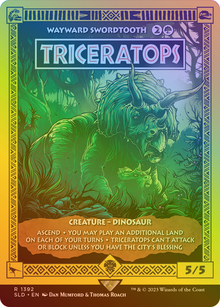 Wayward Swordtooth (SLD-1392★) [Secret Lair Drop] / Triceratops (Borderless) Foil