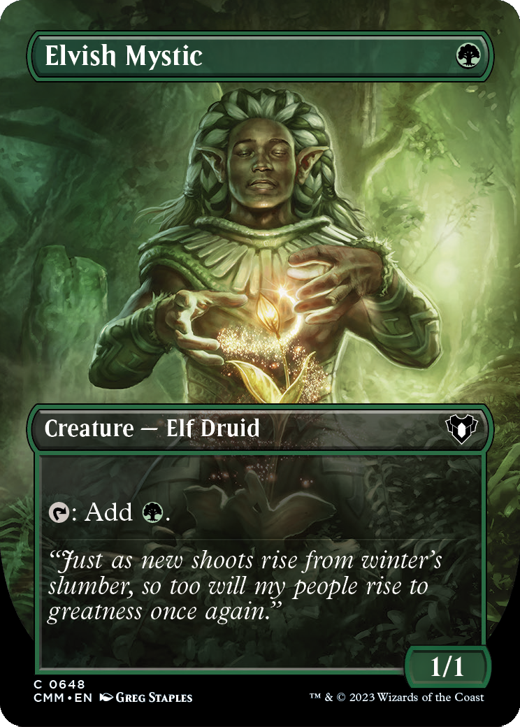 Elvish Mystic (Borderless) (CMM-648) [Commander Masters] Foil