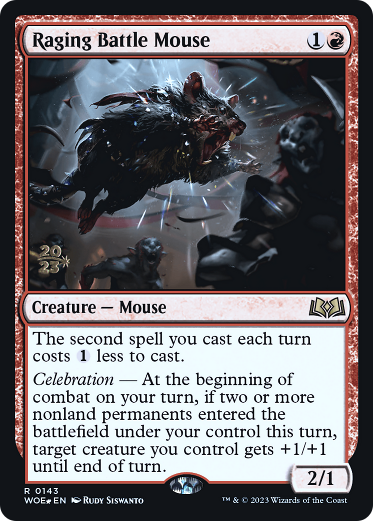 Raging Battle Mouse (PRE-143S) [Wilds of Eldraine Promos] Foil