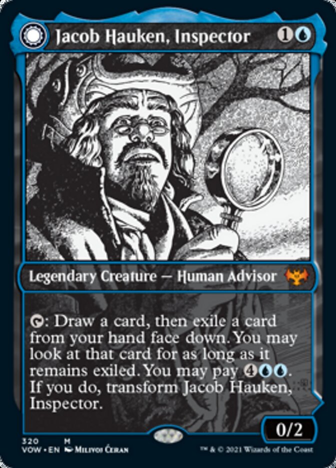 Jacob Hauken, Inspector // Hauken's Insight (VOW-320) [Innistrad: Crimson Vow]: (Showcase, Double Faced Transform) Foil