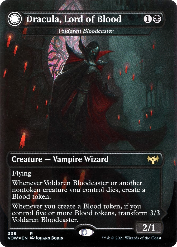 Voldaren Bloodcaster // Bloodbat Summoner (VOW-338) [Innistrad: Crimson Vow]: (Double Faced Transform) (Borderless)