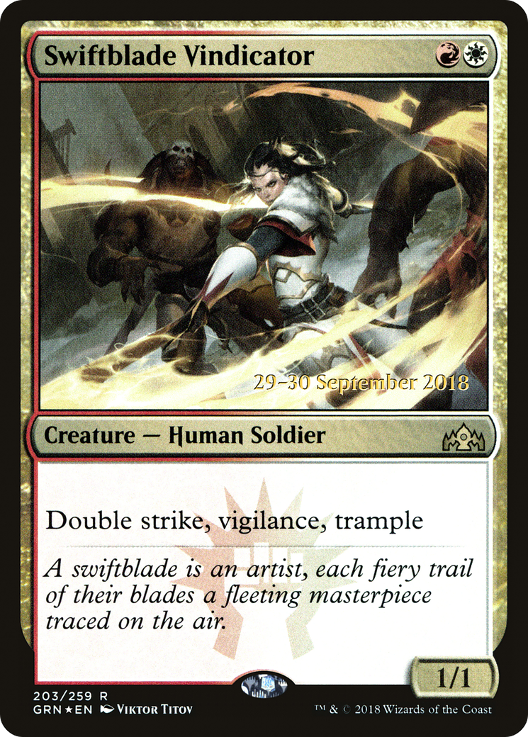 Swiftblade Vindicator (PRE-203S) [Guilds of Ravnica Promos] Foil