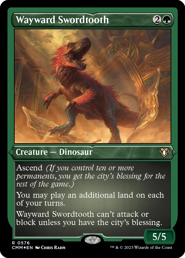 Wayward Swordtooth (Foil Etched) (CMM-576) [Commander Masters] Foil