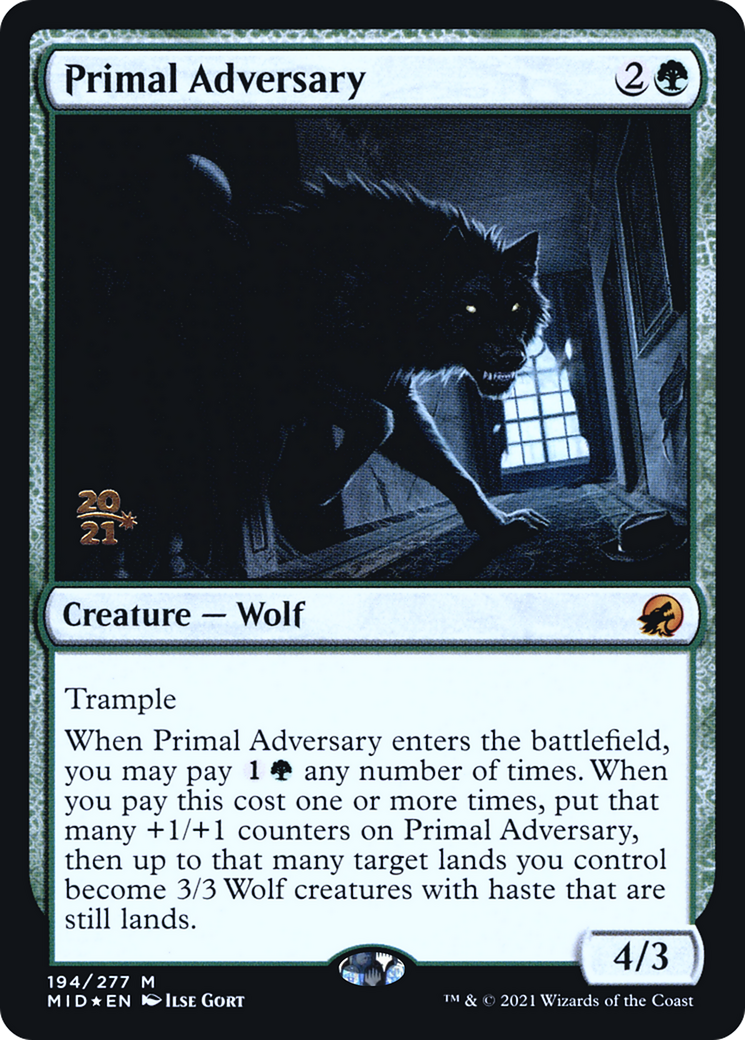Primal Adversary (PRE-194S) [Innistrad: Midnight Hunt Promos] Foil