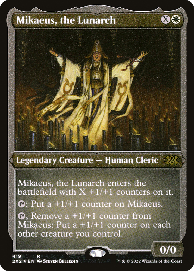 Mikaeus, the Lunarch (2X2-419) [Double Masters 2022] Etched Foil