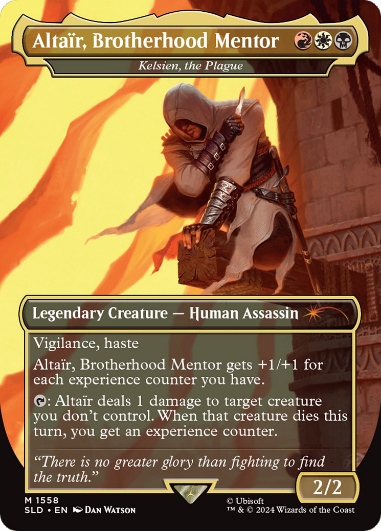 Kelsien, the Plague (SLD-1558) [Secret Lair Drop] / Altaïr, Brotherhood Mentor (Borderless)