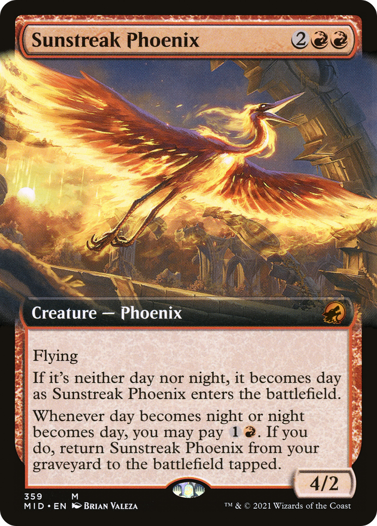 Sunstreak Phoenix (MID-359) [Innistrad: Midnight Hunt]: (Extended Art) Foil