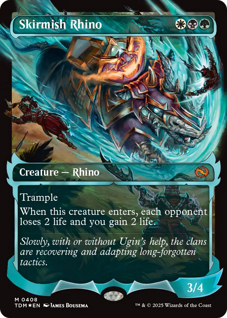 Skirmish Rhino (TDM-408) [Tarkir: Dragonstorm]: (Showcase) (Borderless) Foil