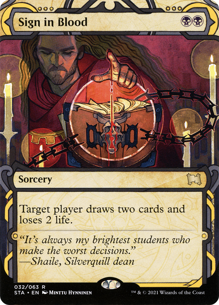Sign in Blood (STA-032) [Strixhaven Mystical Archive]: (Showcase) (Borderless) Foil