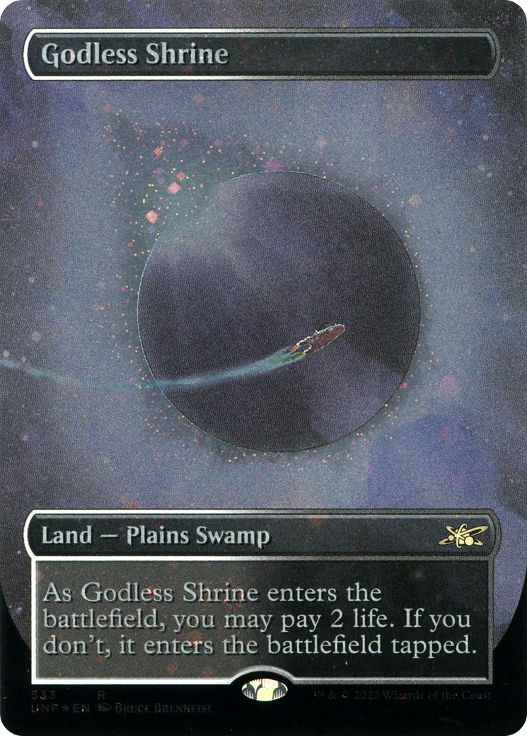 Godless Shrine (Borderless) (Galaxy Foil) (UNF-533) [Unfinity] Foil