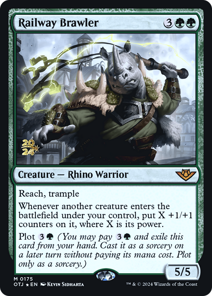 Railway Brawler (PRE-175S) [Outlaws of Thunder Junction Promos] Foil