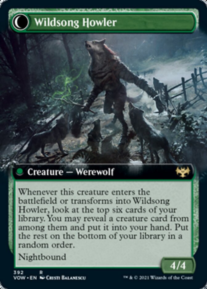 Howlpack Piper // Wildsong Howler (VOW-392) [Innistrad: Crimson Vow]: (Extended Art, Double Faced Transform) Foil