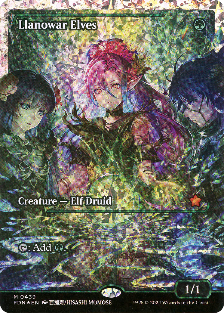 Llanowar Elves (FDN-439) [Foundations]: (Showcase) Foil