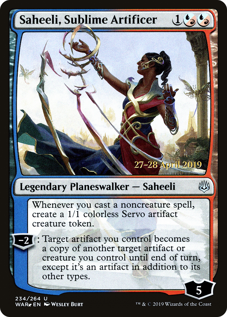Saheeli, Sublime Artificer (PRE-234S) [War of the Spark Promos] Foil