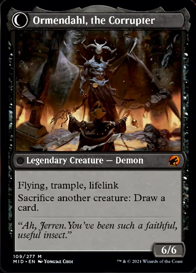 Jerren, Corrupted Bishop // Ormendahl, the Corrupter (MID-109) [Innistrad: Midnight Hunt]: (Double Faced Transform) Foil