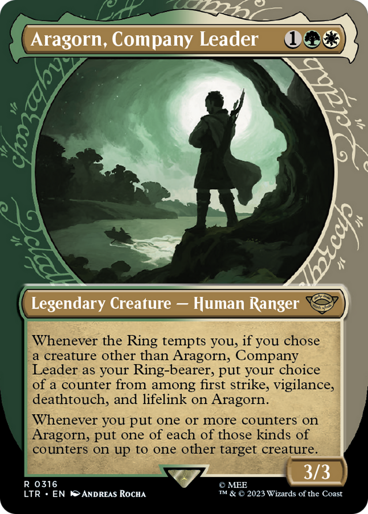 Aragorn, Company Leader (LTR-316) [The Lord of the Rings: Tales of Middle-earth]: (Showcase) (Borderless) Foil