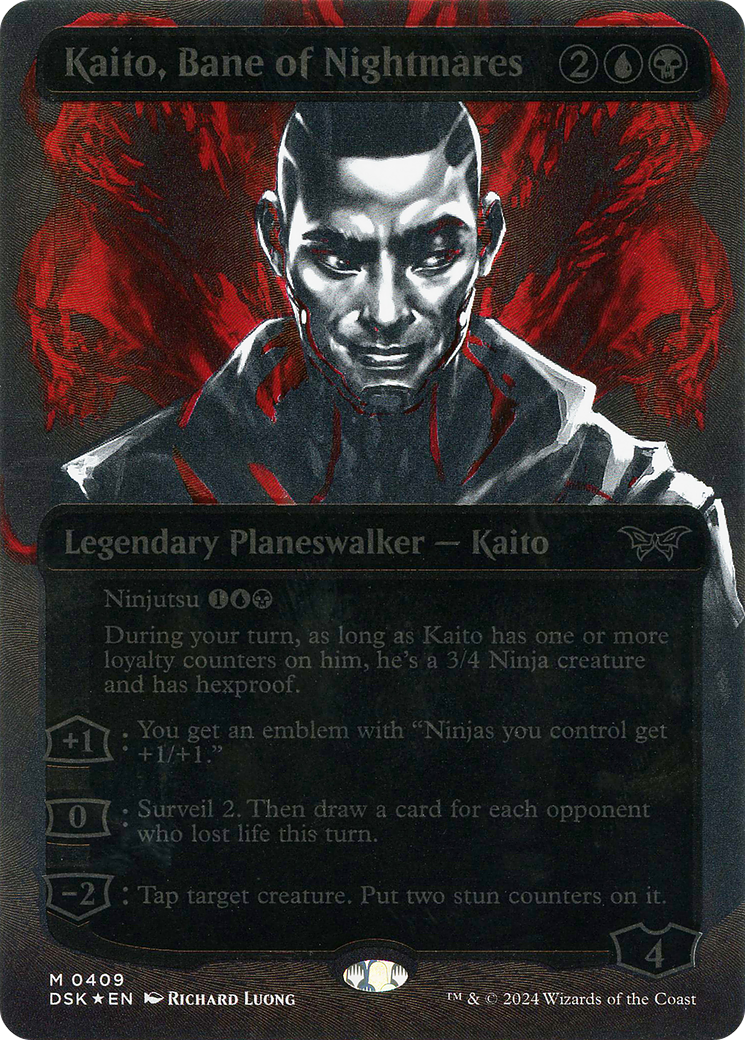 Kaito, Bane of Nightmares (Showcase) (Textured Foil) (DSK-409) (Borderless) [Duskmourn: House of Horror] Foil