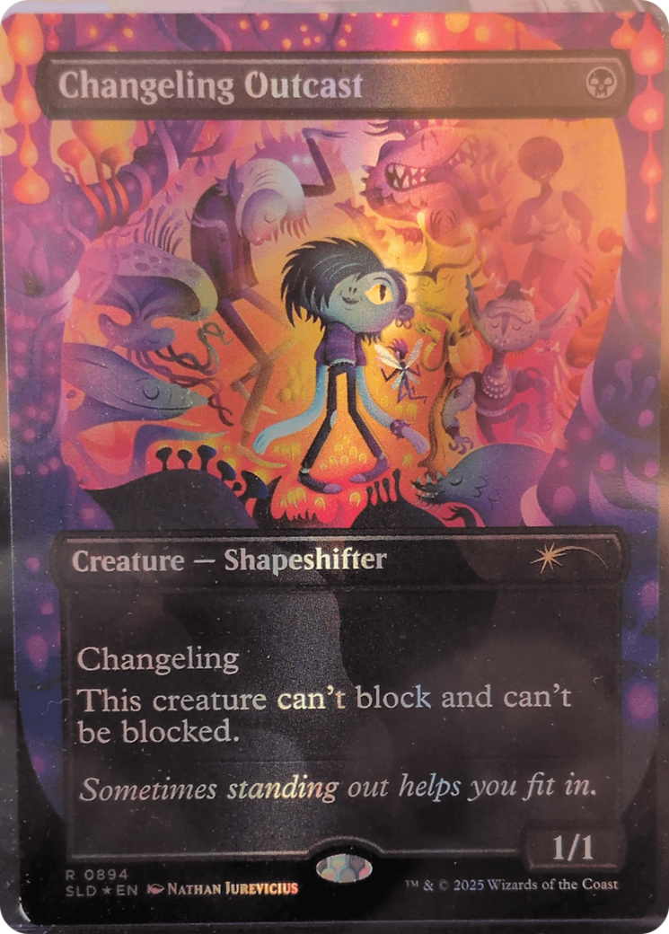 Changeling Outcast (SLD-894) [Secret Lair Drop] (Borderless) Foil