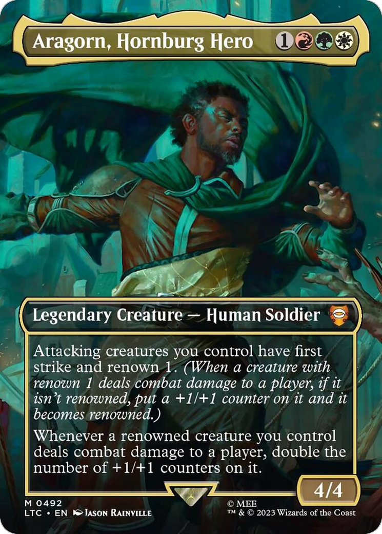 Aragorn, Hornburg Hero (Borderless) (LTC-492) [Tales of Middle-earth Commander] (Borderless)