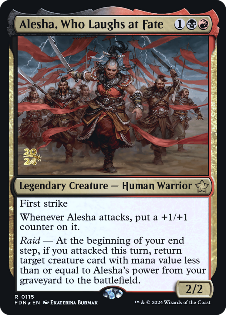 Alesha, Who Laughs at Fate (PRE-115S) [Foundations Promos] Foil