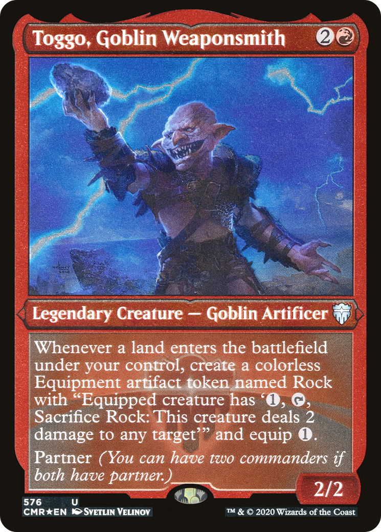 Toggo, Goblin Weaponsmith (CMR-576) [Commander Legends] Etched Foil