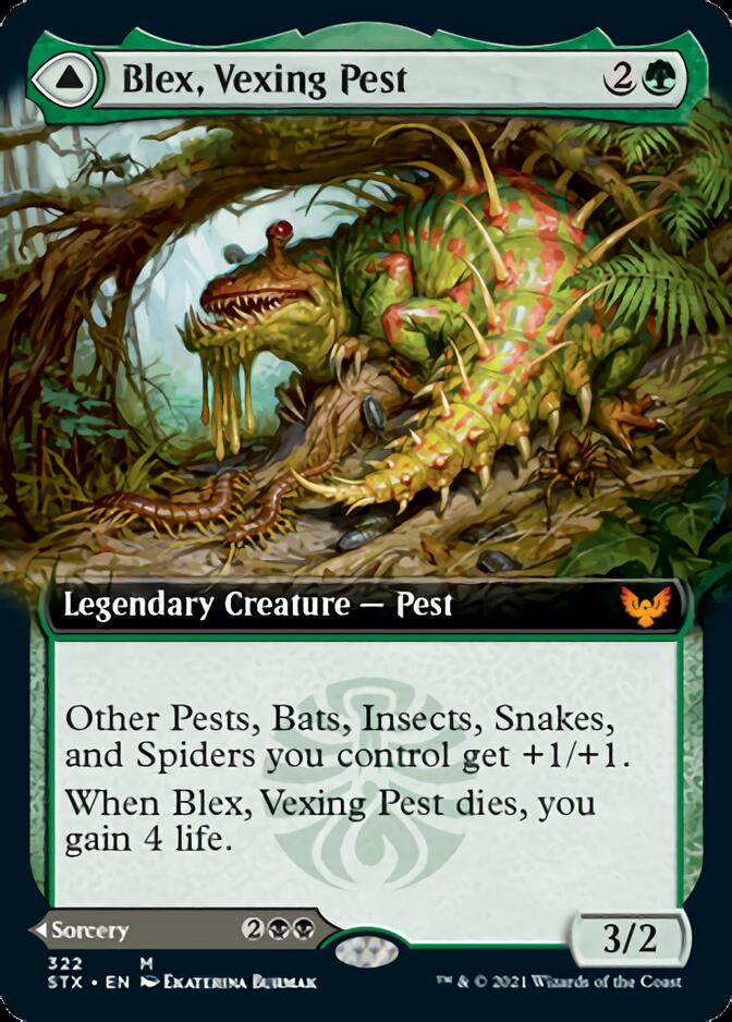 Blex, Vexing Pest // Search for Blex (STX-322) [Strixhaven: School of Mages]: (Extended Art) Foil