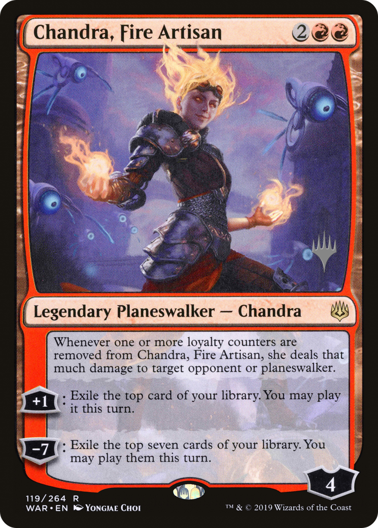 Chandra, Fire Artisan (PPELD-119P) [War of the Spark Promos] Foil